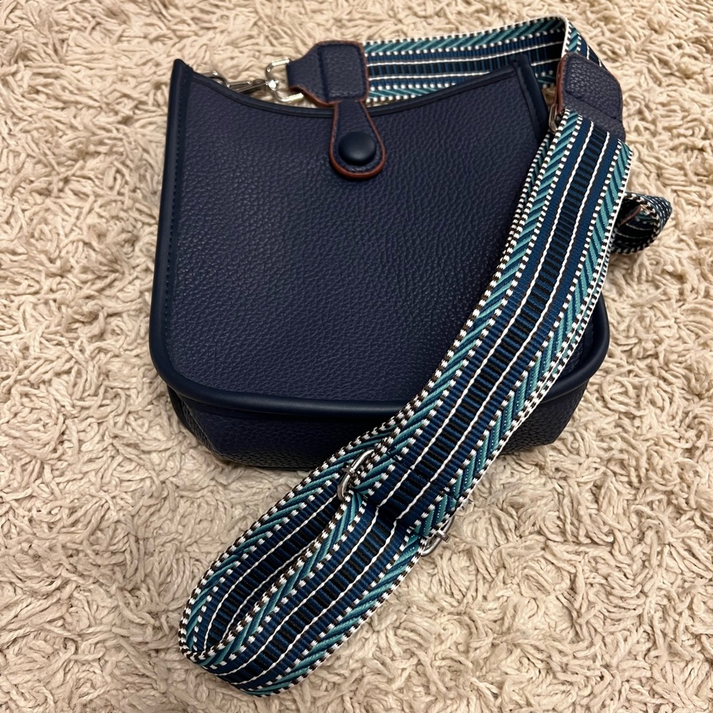 Cute leather crossbody purse with woven strap